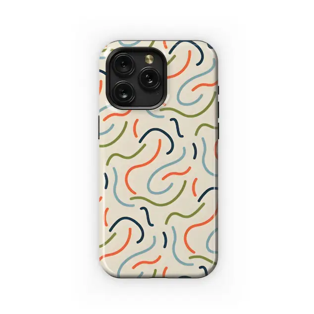 Retro Colorful Squiggle Abstract Pattern Phone Case iPhone Samsung Cover Pixel 5274