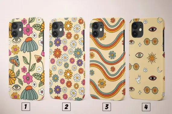 Retro Flower Power Phone Case Indie 70s Hippie Cover - Image 1