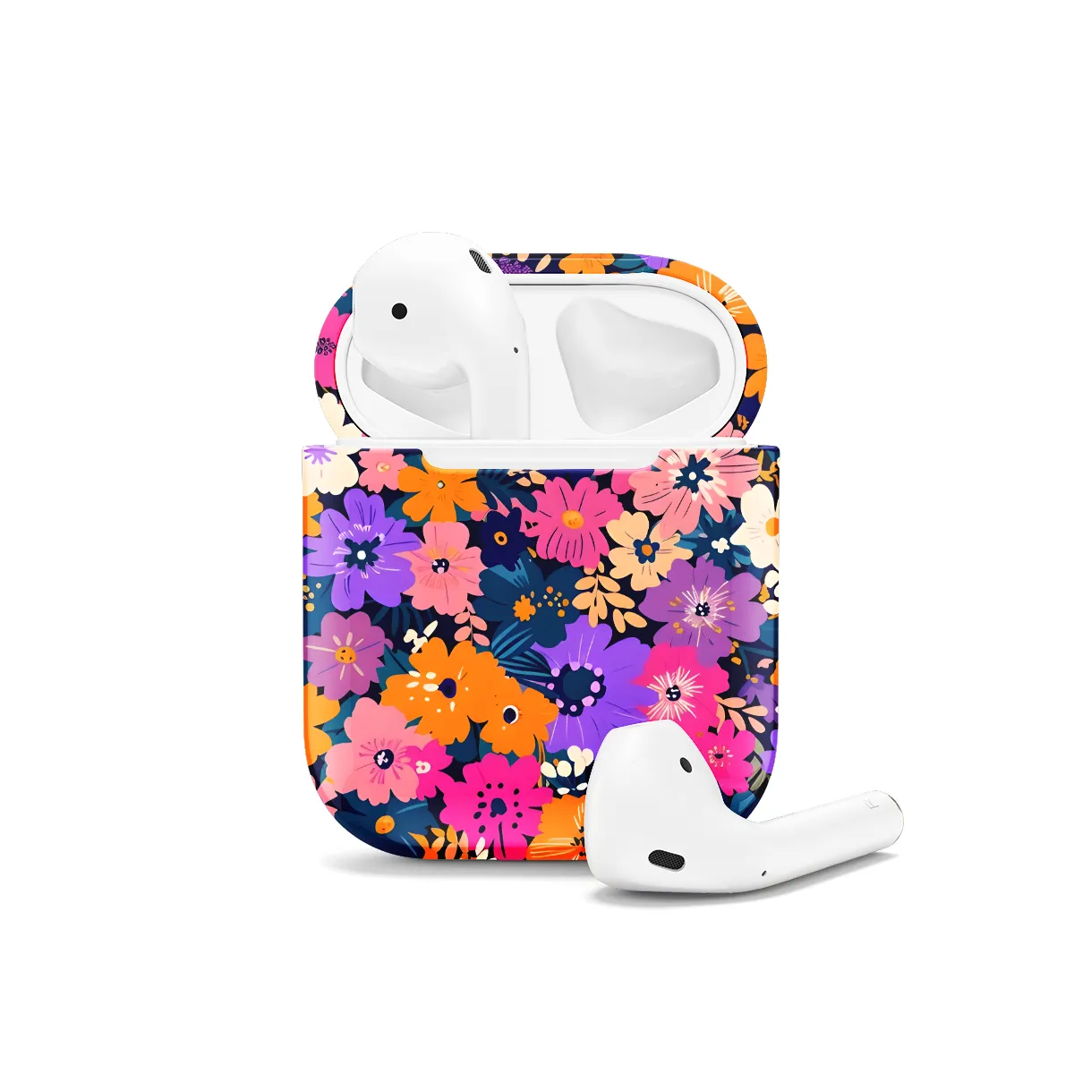 Retro Flowers AirPods Case AirPods Pro AirPods Pro 2 AirPods 3 AirPods 2 Glossy 1514 - Image 1
