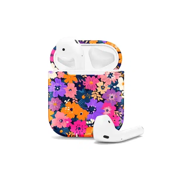 Retro Flowers AirPods Case AirPods Pro AirPods Pro 2 AirPods 3 AirPods 2 Glossy 1514 - Image 1