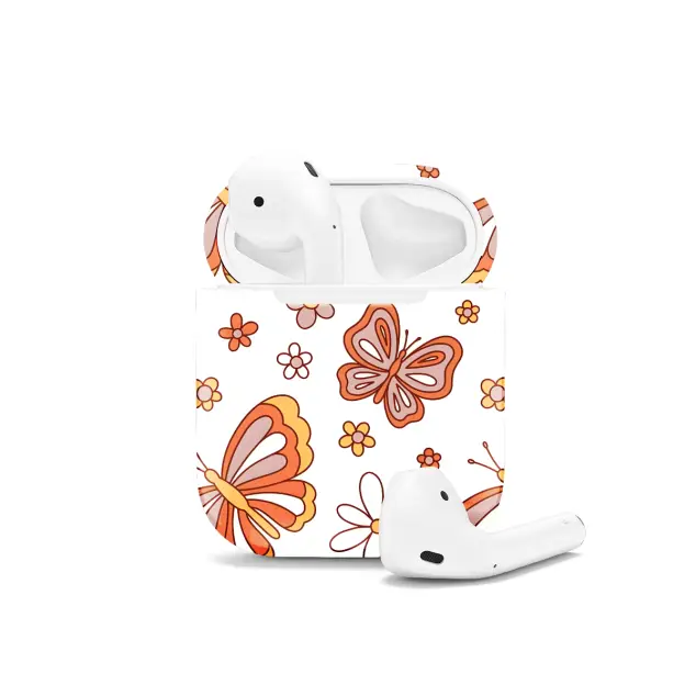 Retro Groovy Butterflies and Daisy AirPods Case AirPods Pro AirPods Pro 2 AirPods 3 AirPods 2 Glossy 1542