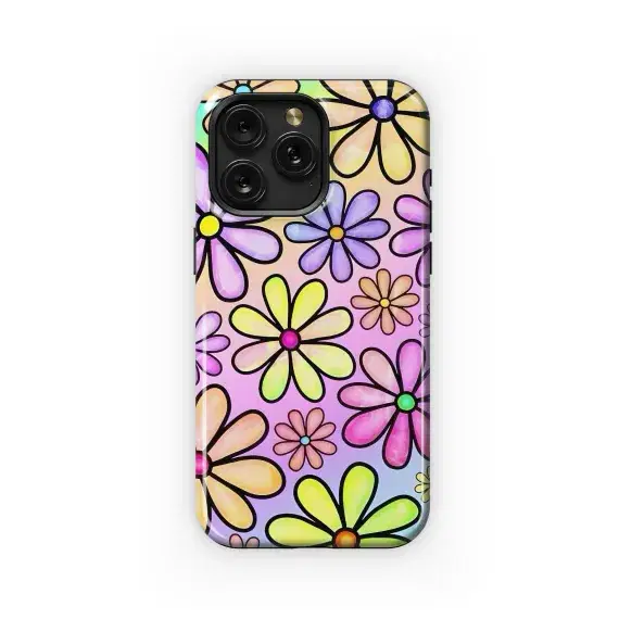Retro Groovy Hippie 70s Flower Trippy Phone Case iPhone Samsung Cover Pixel 2641 - Image 1