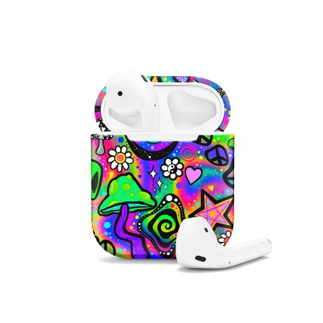 Retro Groovy Hippie Floral Rainbow Trippy AirPods Case AirPods Pro AirPods Pro 2 AirPods 3 AirPods 2 Glossy 1516