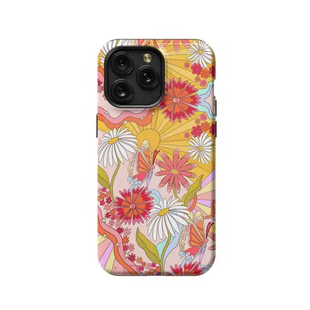 Retro Groovy Hippie Floral Rainbow Trippy Phone Case iPhone Samsung Pixel & More #148