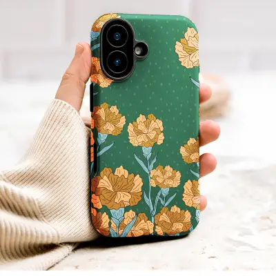 Retro Orange Marigold Floral Botanical Illustration Phone Case Cover for iPhone 17 Pro Max 16 15 13 Samsung S26 S25 Pixel 10120 - Image 1