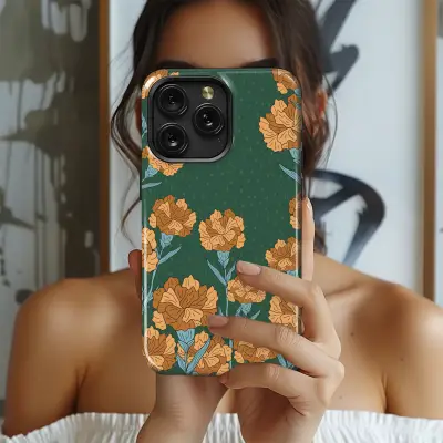 Retro Orange Marigold Floral Botanical Illustration Phone Case Cover for iPhone 17 Pro Max 16 15 13 Samsung S26 S25 Pixel 10120 - Image 2