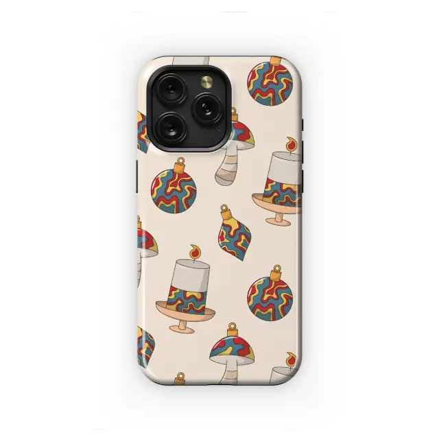 Retro Psychedelic Christmas Mushroom Ornament Design Phone Case Cover for iPhone 17 Pro Max 16 15 13 Samsung S25 S24 Pixel 8303