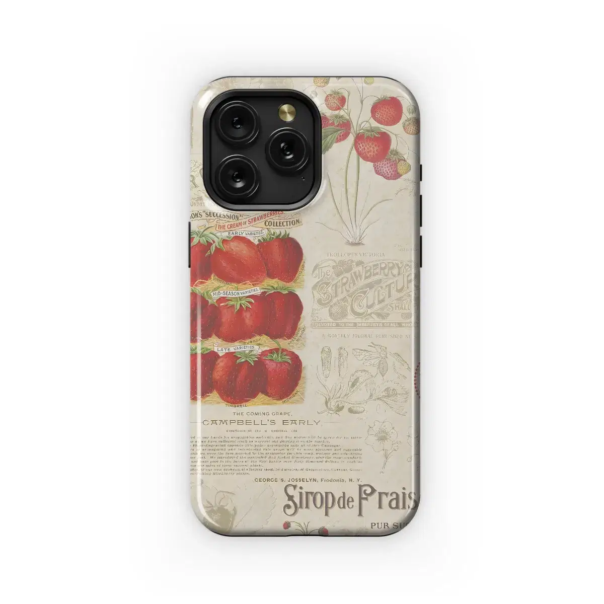 Retro Strawberry Paper Phone Case iPhone Samsung Cover Pixel 1713 - Image 1