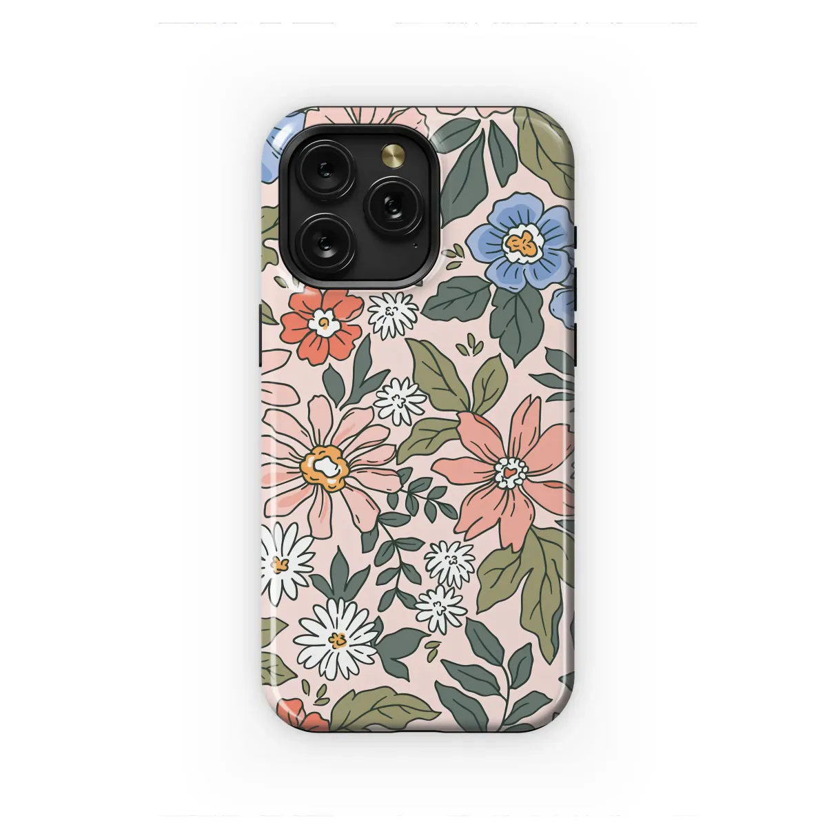 Retro Wildflower Meadow Doodle Art Phone Case iPhone Samsung Cover Pixel 7110 - Image 1