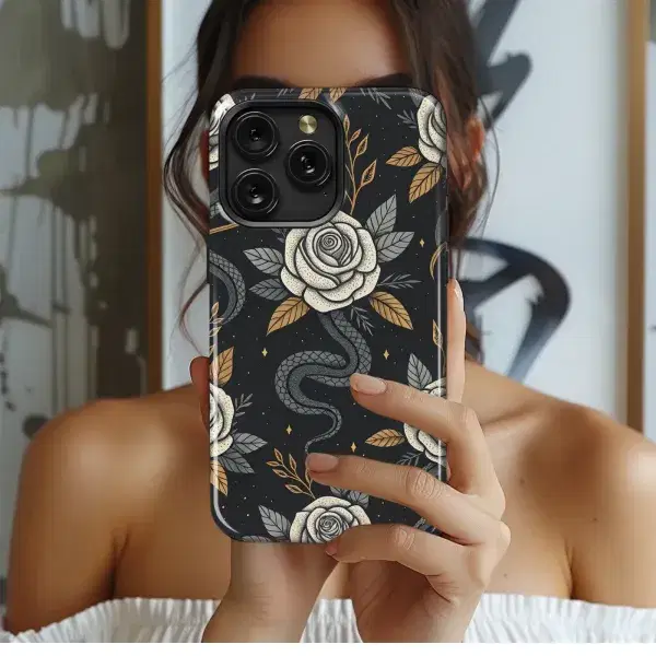 Roses & Serpent Design
 Phone Case iPhone Samsung Cover Pixel 5684 - Image 1