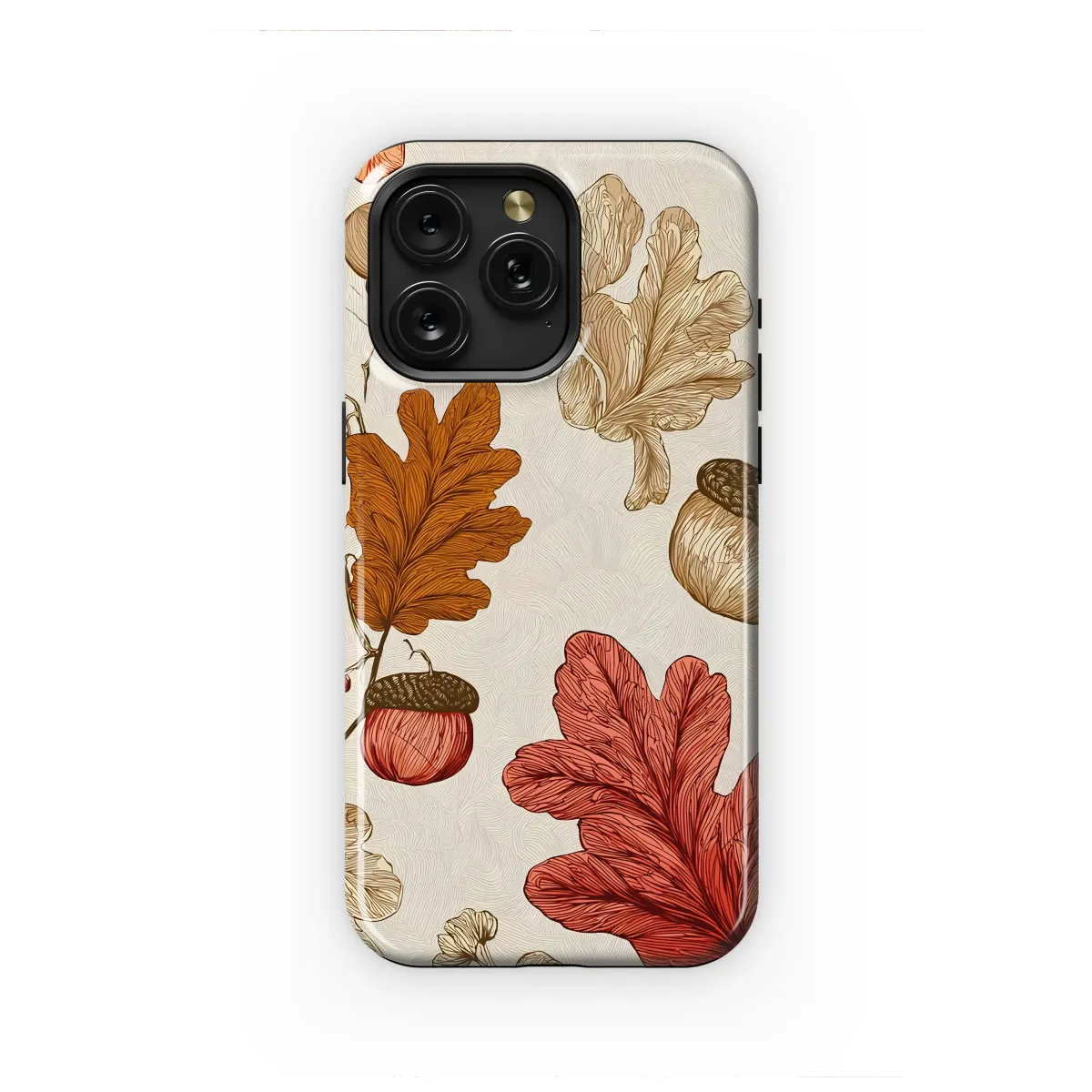 Rustic Autumn Oak & Acorn Etching Phone Case iPhone Samsung Cover Pixel 7752 - Image 1