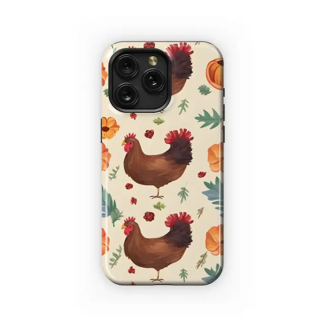 Rustic Chicken & Floral Pattern Phone Case iPhone Samsung Cover Pixel 5165