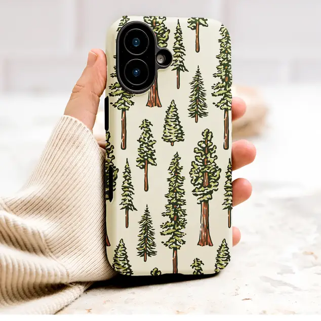 Rustic Pine Tree Forest Woodland Pattern Phone Case Cover for iPhone 17 Pro Max 16 15 Plus 14 13 Mini Samsung S26 S25 Google Pixel 10 9 9753
