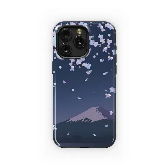 Sakura Moonlit Mountain View Phone Case iPhone Samsung Cover Pixel 5458 - Image 1