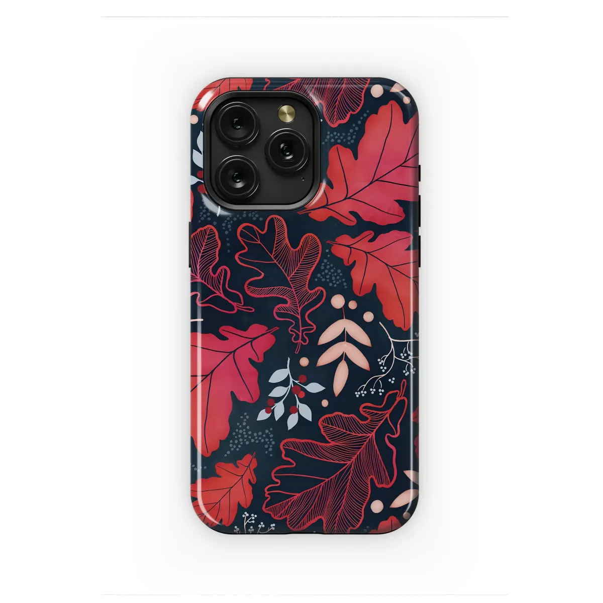 Scarlet Oak Leaves & Acorns Phone Case iPhone Samsung Cover Pixel 7806 - Image 1