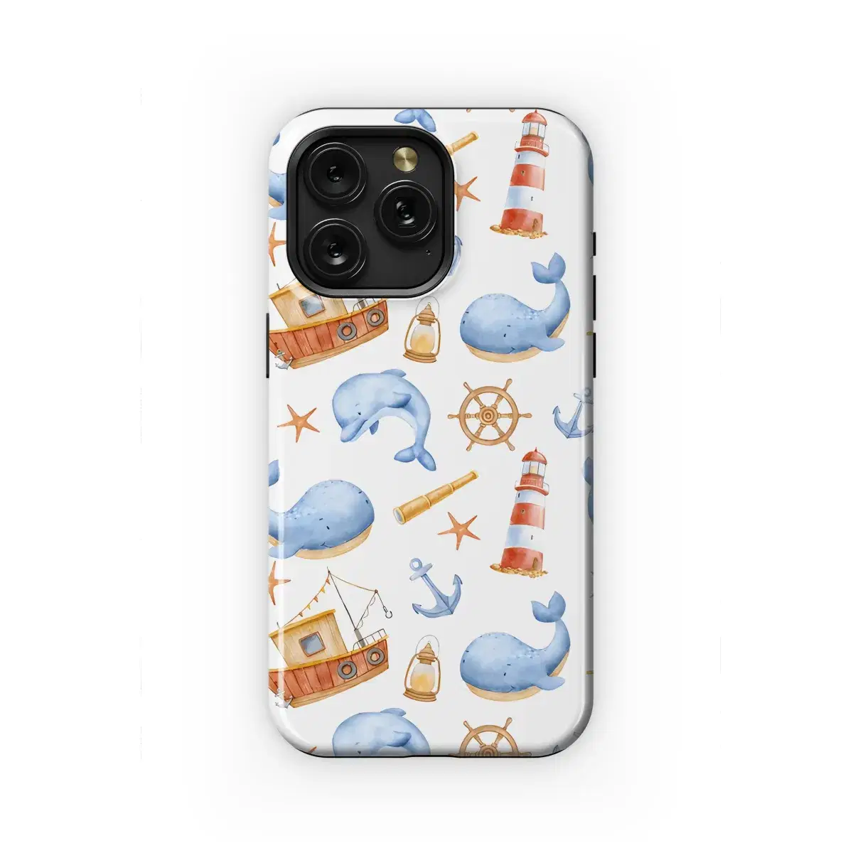 Sea Animals Boat Phone Case iPhone Samsung Cover Pixel 2106 - Image 1