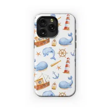 Sea Animals Boat Phone Case iPhone Samsung Cover Pixel 2106 - Image 1