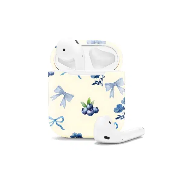 Seamless Blue Blueberry Coquette Bow AirPods Case AirPods Pro AirPods Pro 2 AirPods 3 AirPods 2 Glossy 1577 - Image 1