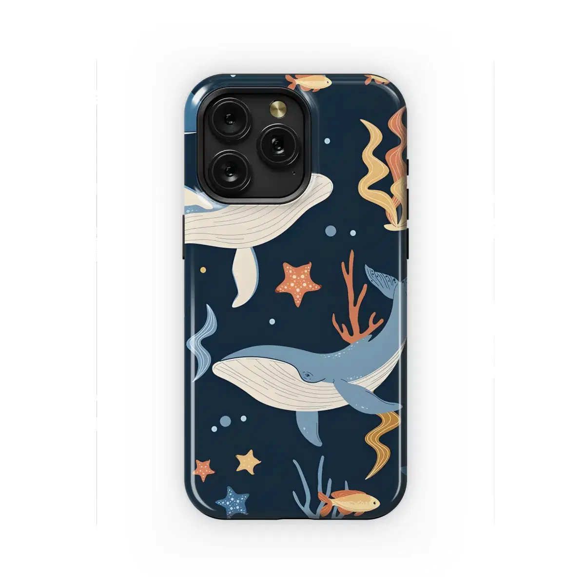 Seamless Cartoon Whale Pattern with Seaweed Phone Case iPhone Samsung Cover Pixel 2257 - Image 1
