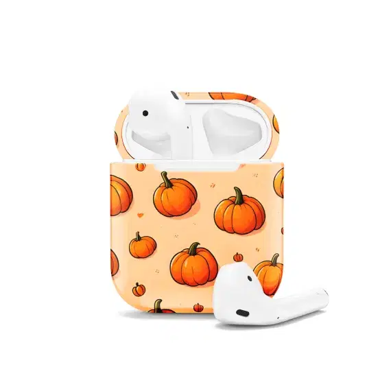 Seamless Cute Orange Pumpkin AirPods Case AirPods Pro AirPods Pro 2 AirPods 3 AirPods 2 Glossy 1598 - Image 1