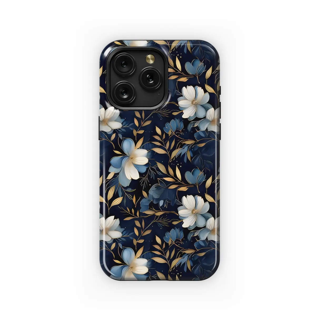 Seamless White Blue Wildflower Leafs Phone Case iPhone Samsung Cover Pixel 1791 - Image 1