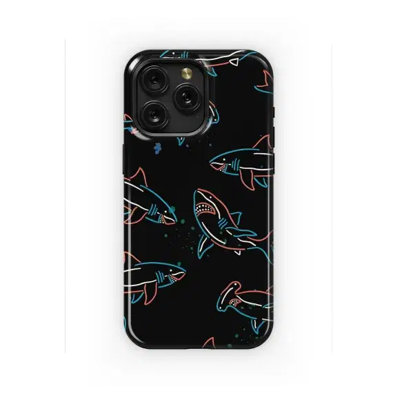Shark Neon Pattern Phone Case iPhone Samsung Cover Pixel 2369 - Image 1