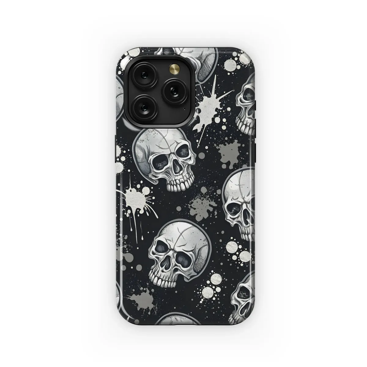 Silver Skulls Ink Splatter Phone Case iPhone Samsung Cover Pixel 5712 - Image 1