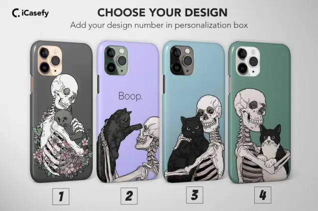 Skeleton Cat Halloween Phone Case Art Cover