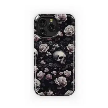 Small White Rose and Skull Phone Case iPhone Samsung Cover Pixel 2877 - Image 1