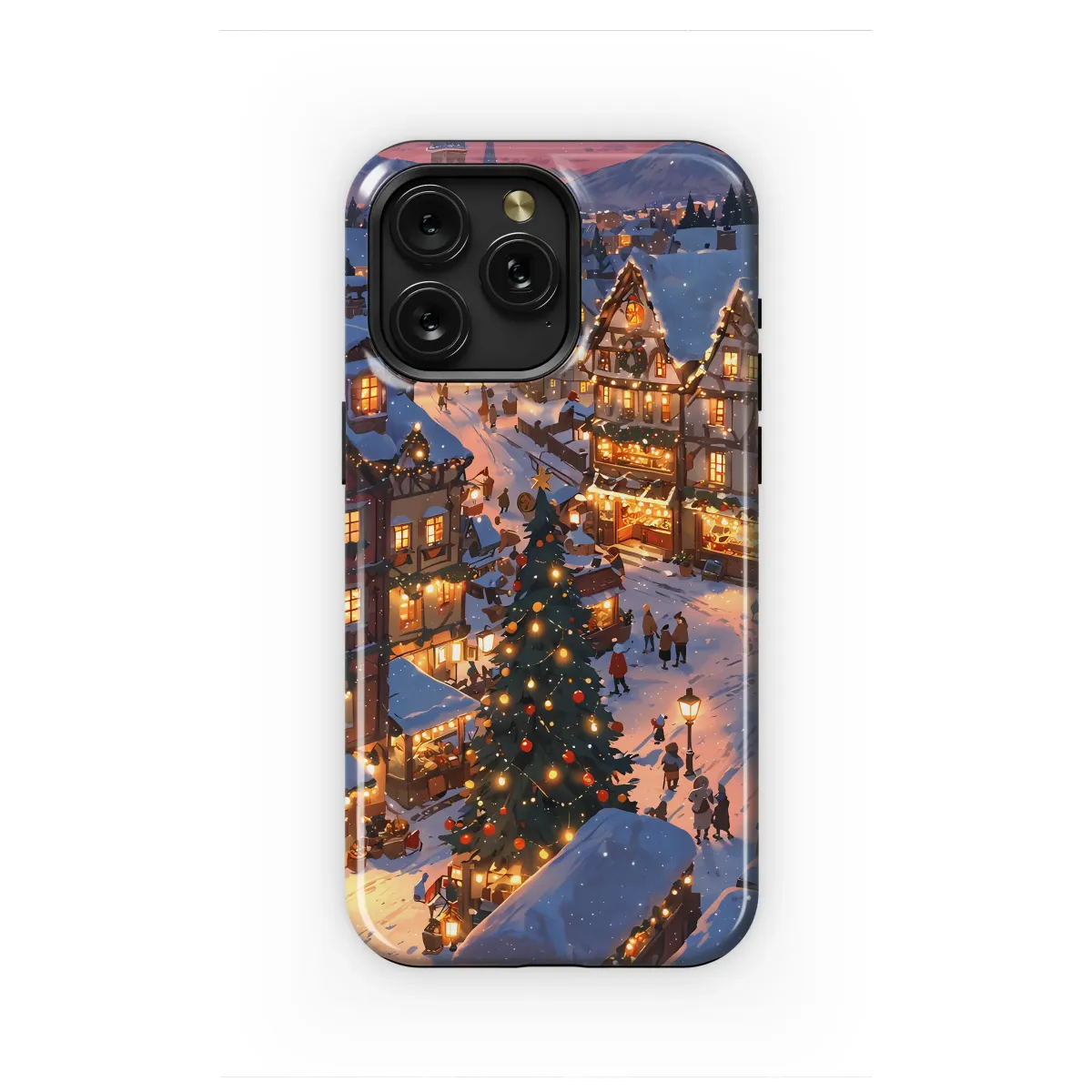 Snowy Christmas Village Festive Winter Town Scene Phone Case Cover for iPhone 17 Pro Max 16 15 13 Samsung S25 S24 Pixel 8553 - Image 1