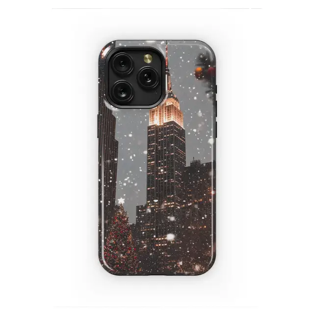 Snowy New York Christmas Cityscape Festive Holiday Design Phone Case Cover for iPhone 17 Pro Max 16 15 13 Samsung S25 S24 Pixel 8848