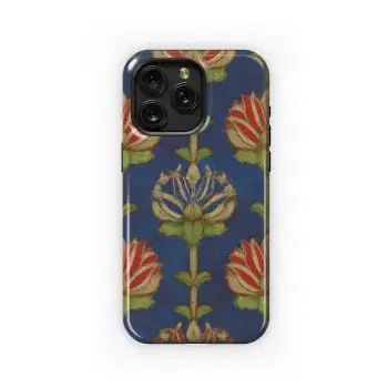 South Indian Lotus Kalamkari Phone Case iPhone Samsung Cover Pixel 3328 - Image 1