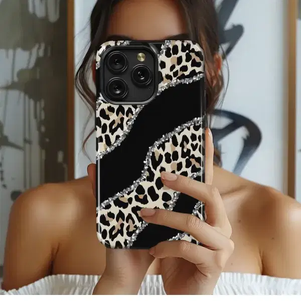 Sparkly Leopard Waves Phone Case iPhone Samsung Cover Pixel 5777 - Image 1