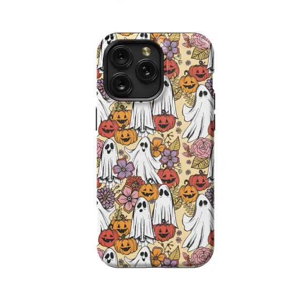 Spooky Pumpkin Ghosts Floral Phone Case iPhone Samsung Pixel & More 144