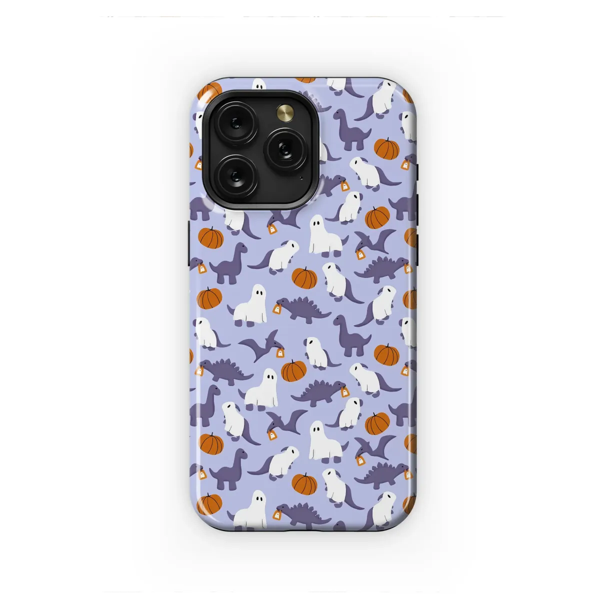 Spookysaurus Ghost Dino Pumpkin Pattern Phone Case iPhone Samsung Cover Pixel 7126 - Image 1