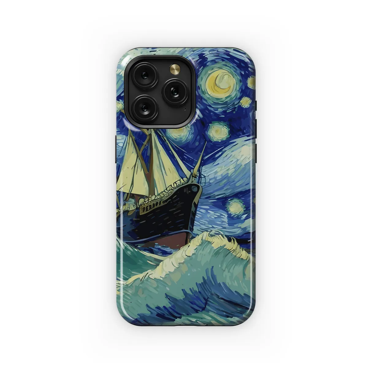 Starry Night Ship Storm Phone Case iPhone Samsung Cover Pixel 2423 - Image 1