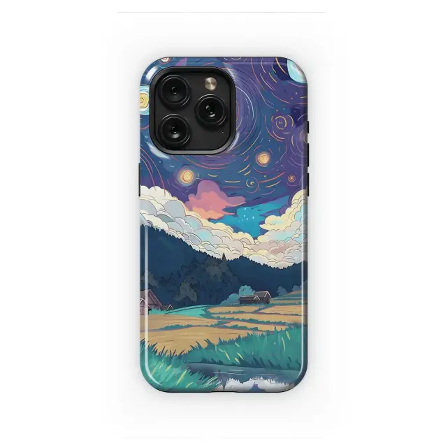 Starry Night Village
 Phone Case iPhone Samsung Cover Pixel 4484