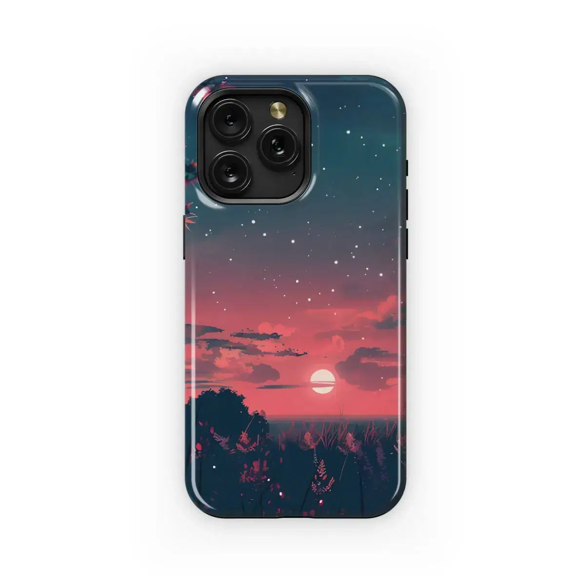 Starry Pink Cloud Forest Sunset Phone Case iPhone Samsung Cover Pixel 5450 - Image 1