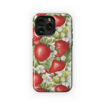 Strawberry Watercolor Floral Phone Case iPhone Samsung Cover Pixel 3287 - Image 1