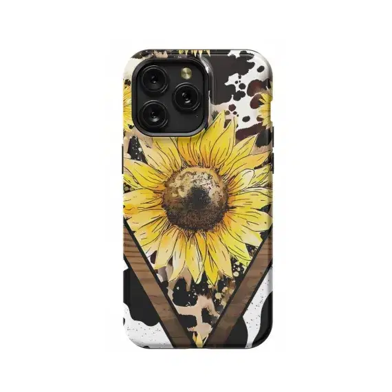 Sunflower Country Cowboy Cowgirl Cow Print Phone Case iPhone Samsung Pixel & More - Image 1