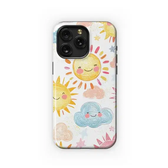 Sunshine and Clouds Doodle Art Phone Case iPhone Samsung Cover Pixel 4898 - Image 1