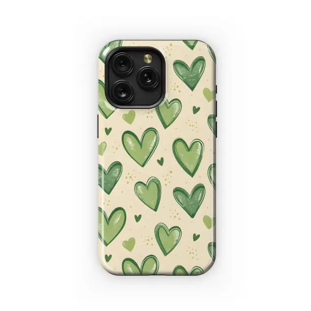 Sweet Repeating Green Hearts Pattern Phone Case iPhone Samsung Cover Pixel 5353