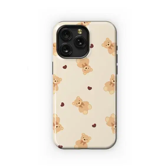 Teddy Bear Hearts Seamless Pattern Phone Case iPhone Samsung Cover Pixel 2154 - Image 1
