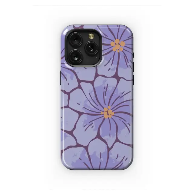 Textured Purple Floral Art Botanical Illustration Phone Case Cover for iPhone 17 Pro Max 16 15 13 Samsung S25 S24 Pixel 8195