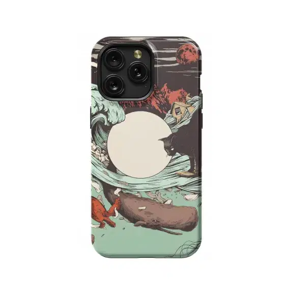 The Great Wave off Kanagawa Cat Phone Case iPhone Samsung Pixel & More - Image 1