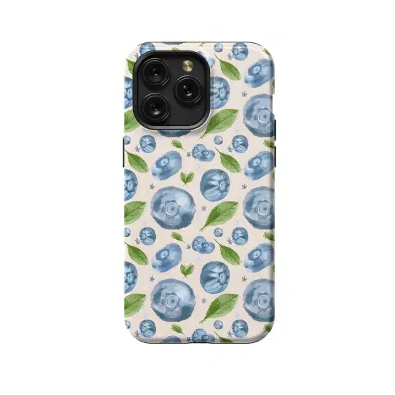 Topical Fruit Blueberry Seamless  Phone Case iPhone Samsung Pixel & More 386 - Image 1