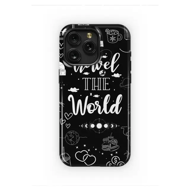 Travel the World Doodle Art Collage Phone Case Cover for iPhone 17 Pro Max 16 15 Plus 14 13 Mini SE Samsung S25 S24 Google Pixel 10 9 8243