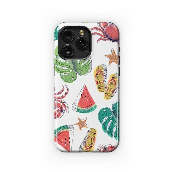 Tropical Beach Crab Monstera Pattern Phone Case iPhone Samsung Cover Pixel 5316 - Image 1