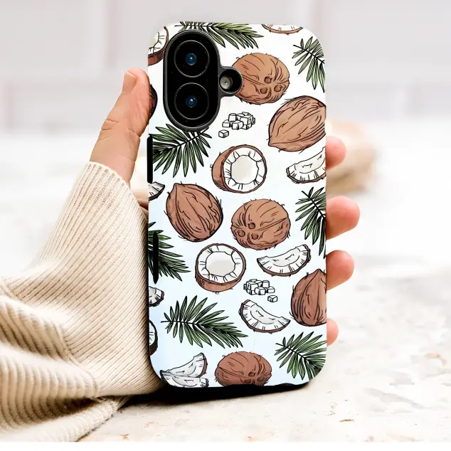 Tropical Coconut Palm Leaf Sketch Art Phone Case Cover for iPhone 17 Pro Max 16 15 Plus 14 13 Mini SE Samsung S25 S24 Google Pixel 10 9 9182