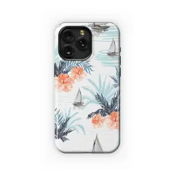 Tropical Coconut Palm Sailboat Hibiscus Phone Case iPhone Samsung Cover Pixel 2687 - Image 1